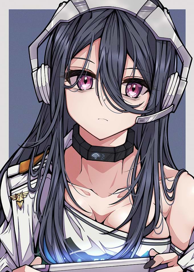 Anime Girl with Headset and Collar