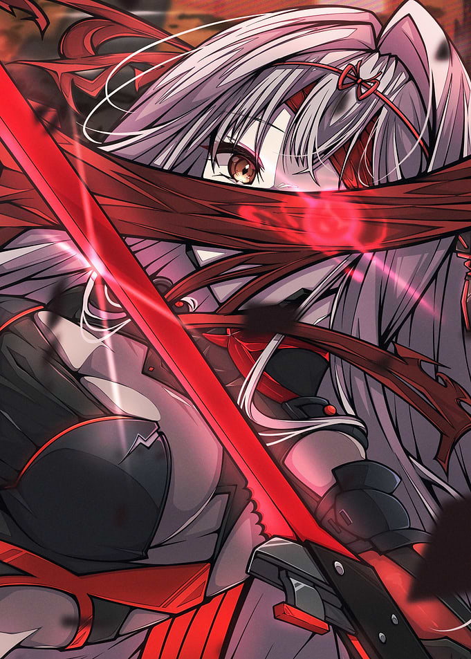 Anime Girl with Red Sword