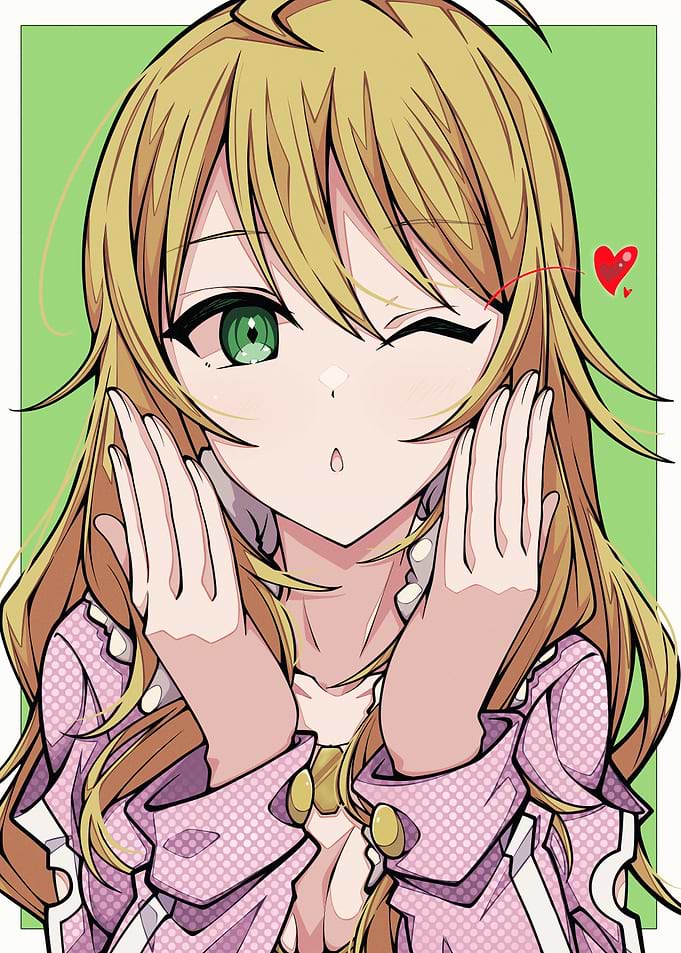 Anime Girl Winking with Heart