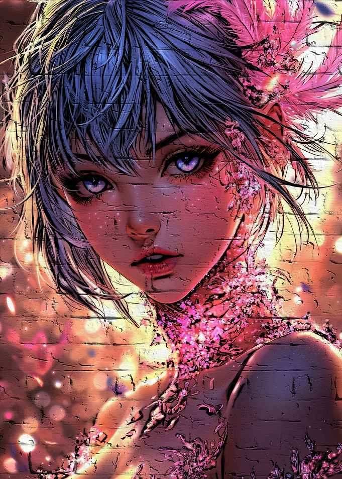 Anime Girl with Floral Adornments