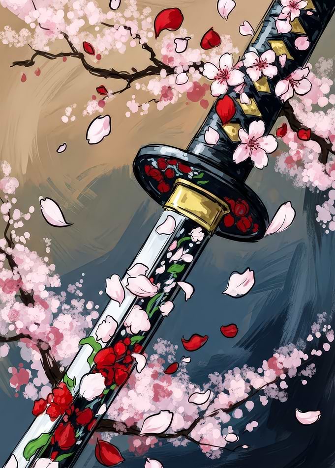 Katana and Cherry Blossoms