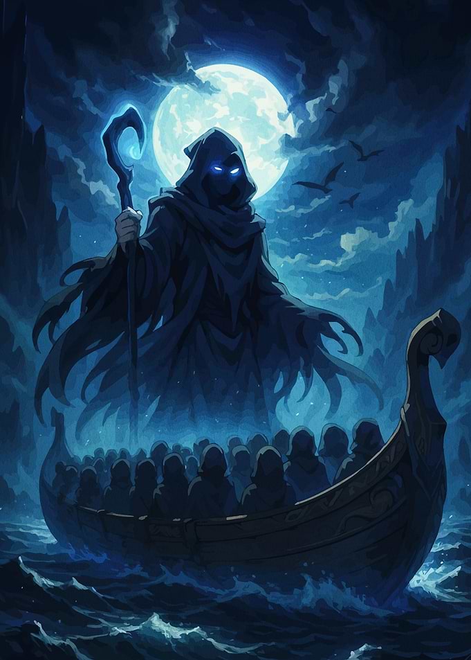 Grim Reaper Ferryman on the River