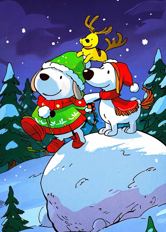 Festive Dogs in Winter Wonderland
