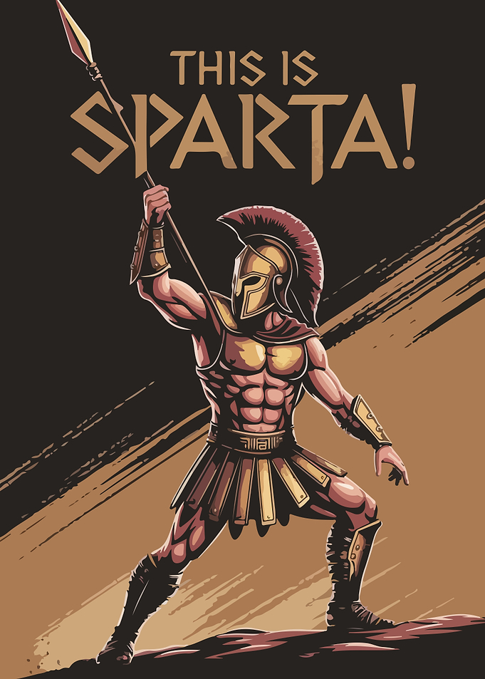 Spartan Warrior with Spear Illustration
