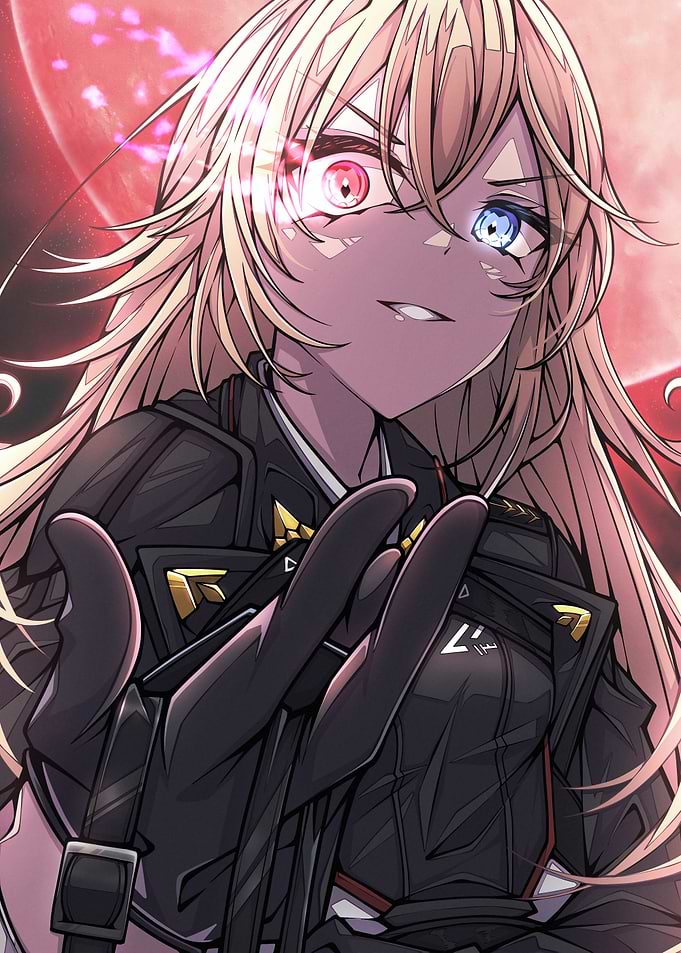 Anime Girl with Heterochromia and Uniform