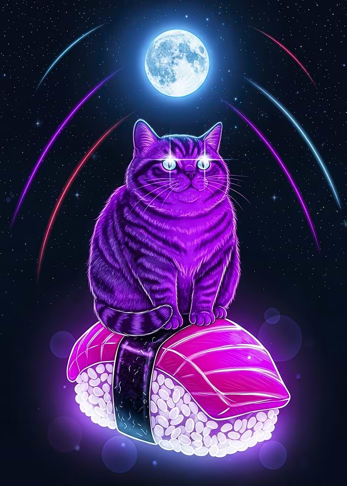 Cat on Sushi in Space