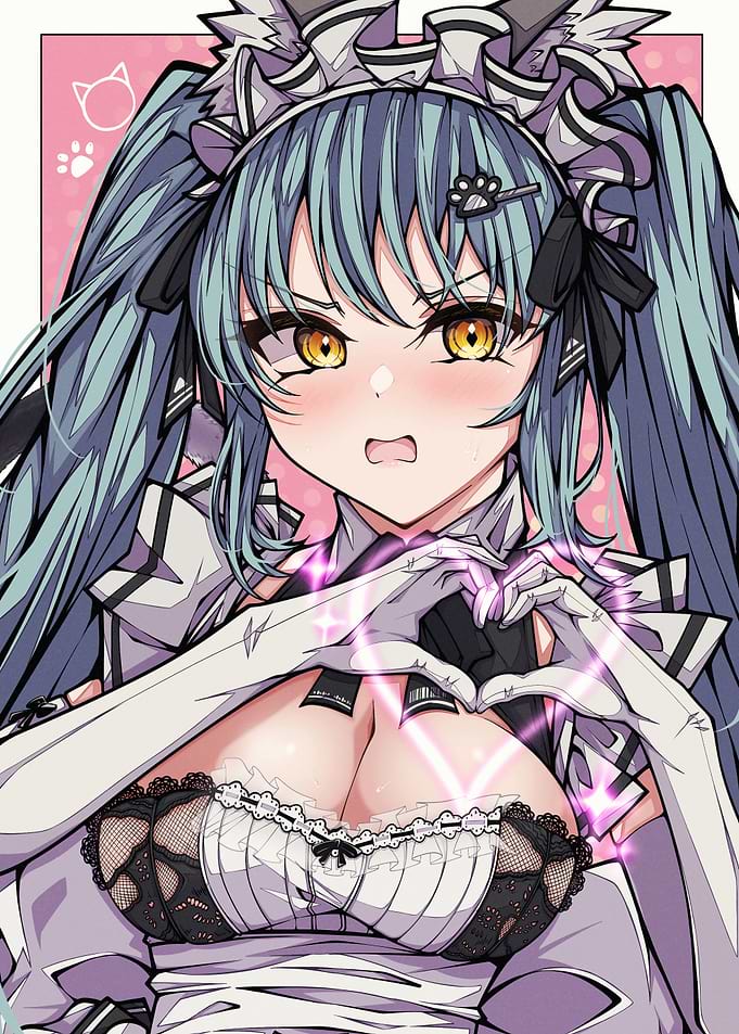 Anime Girl Maid Heart Gesture