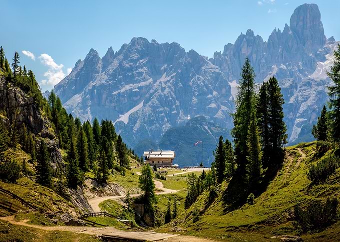 Mountain Hut in a Valley