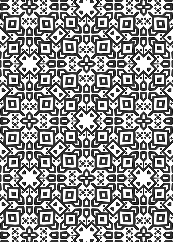 Bold Geometric Square With Heart Pattern