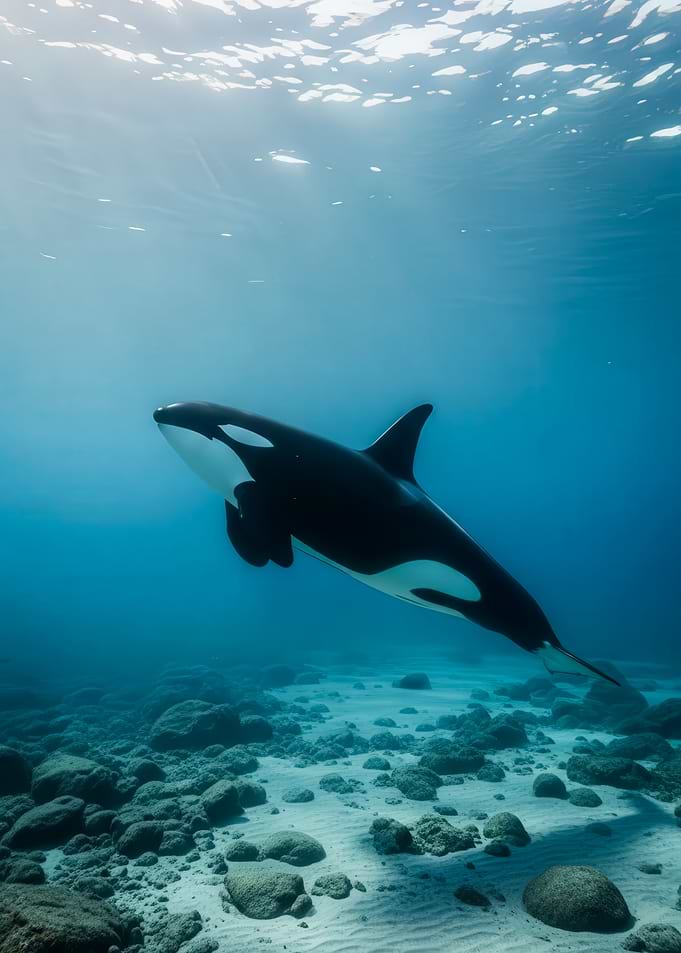 Orca swimming underwater