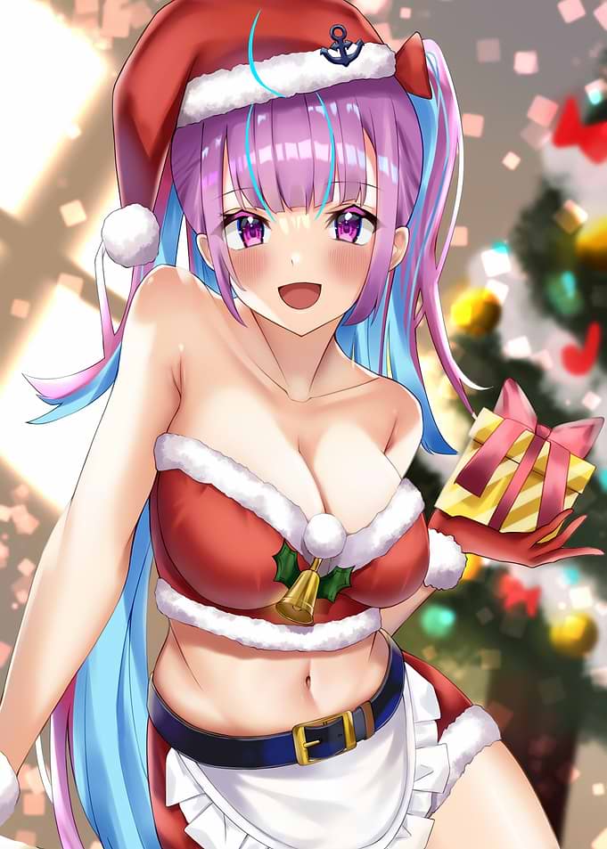 Anime Girl Christmas Outfit with Gift