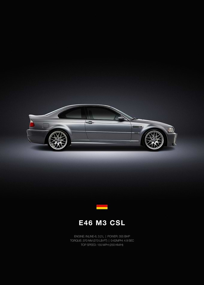 BMW E46 M3 CSL Car Poster