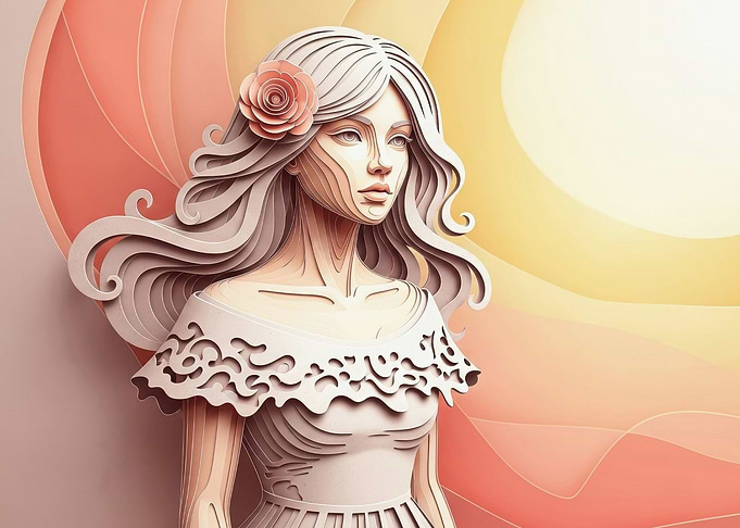 Elegant Paper Cut Woman Portrait