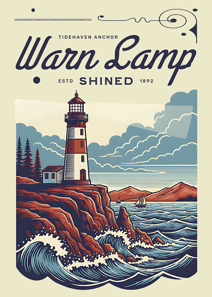 Warn Lamp Lighthouse Ocean Art