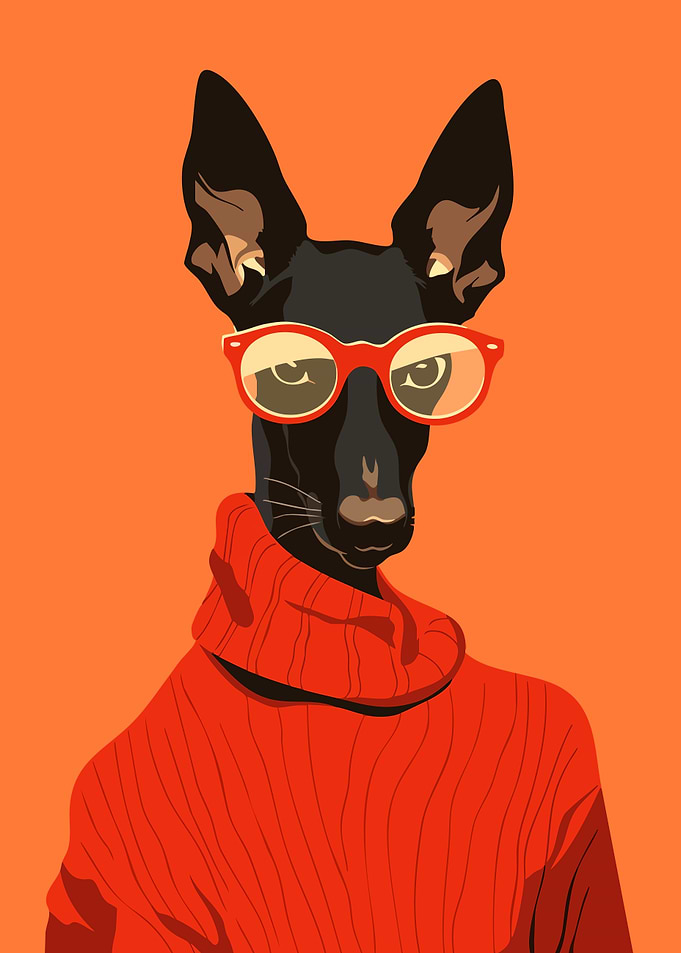 Cute Fashionable Xolo Dog in Sweater Minimalist Art