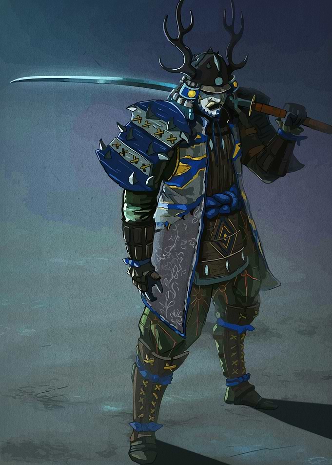 Samurai Warrior with Antler Helmet