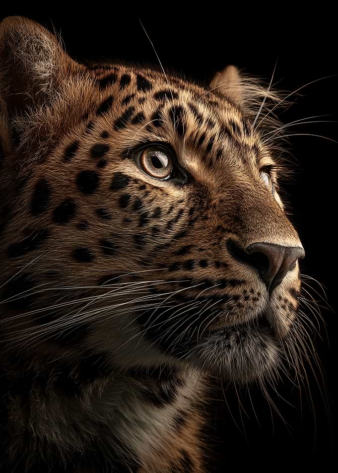 Leopard Portrait on Black Background