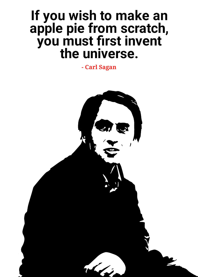 Carl Sagan Quote Black and White Portrait