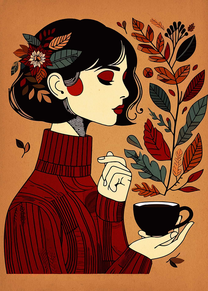 Autumnal Woman with Coffee