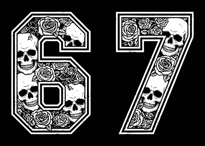 Skull and Roses Number 67 Design