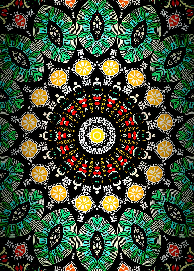 Green Floral Boho Ornate Mandala