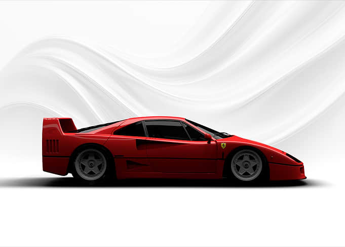 Red Ferrari F40 on White Background