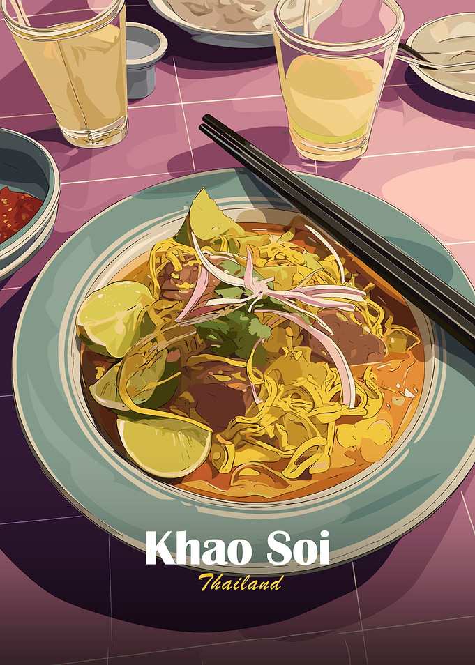 Khao Soi Thailand Food Illustration