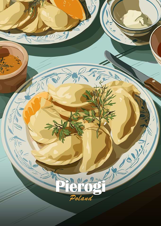 Pierogi Poland Food Illustration