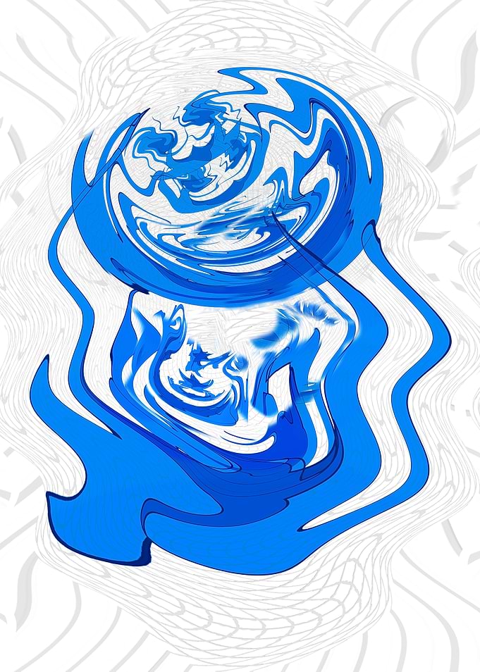Abstract Blue and White Swirls C1