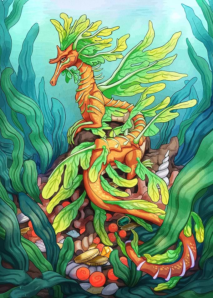 Leafy Seadragon in Underwater Scene