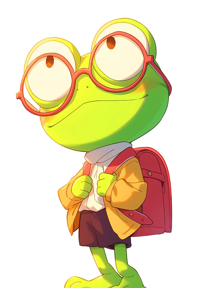 Frog with Glasses and Backpack