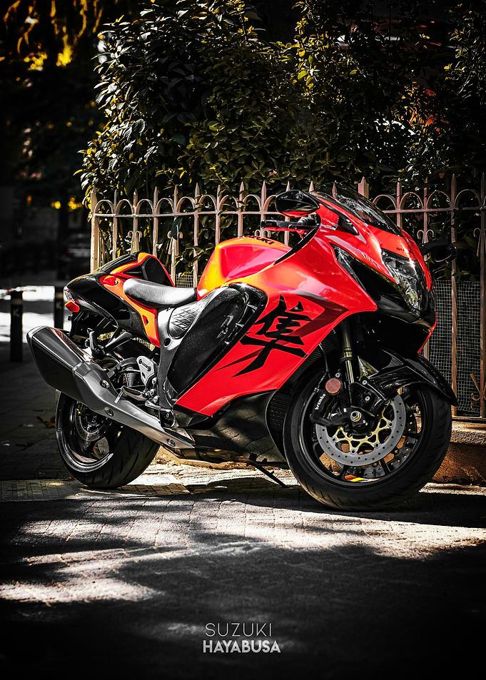 Suzuki Hayabusa Motorcycle Red and Black Poster