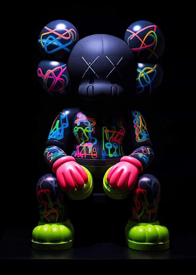 KAWS Companion Figure with Neon Accents