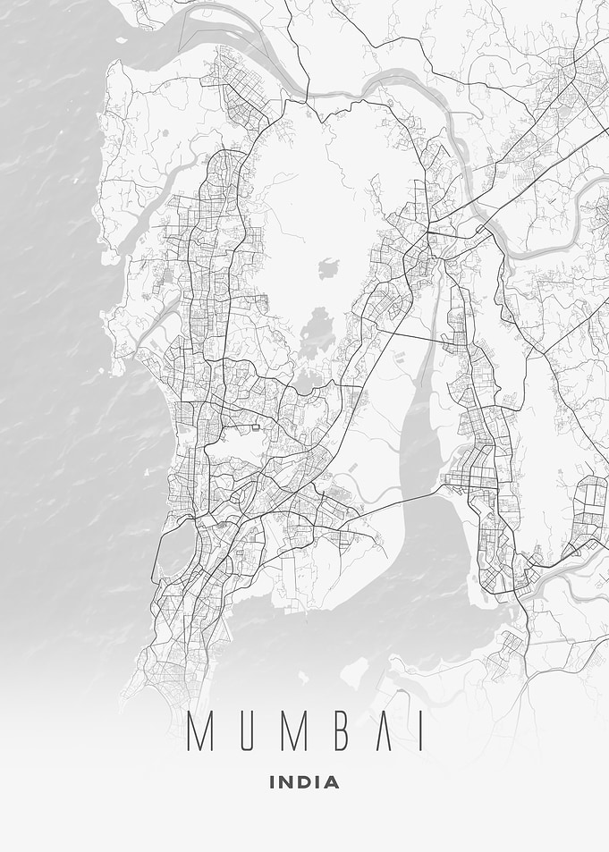 Minimalist Mumbai, India - City Map Poster, Sleek Urban Wall Art