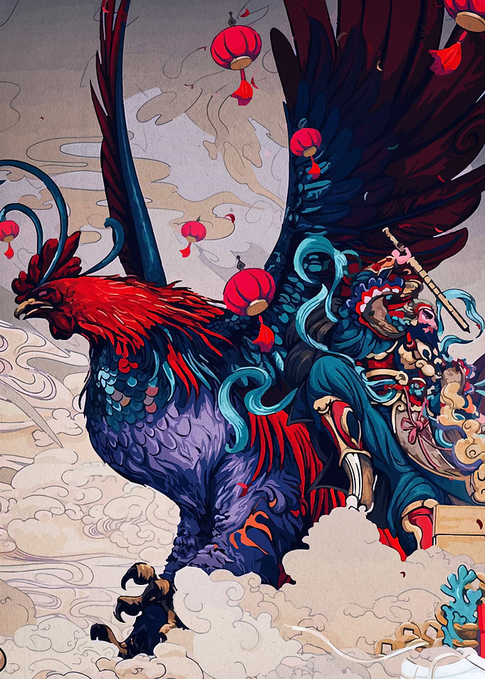 Rooster Rider Fantasy Art