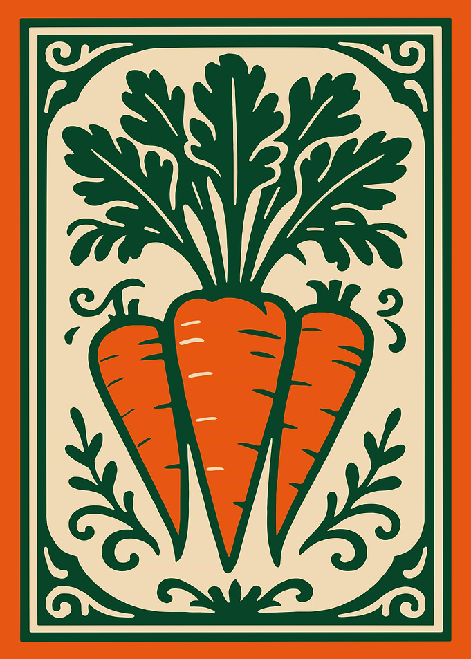 Carrot Vegetable Art Nouveau Illustration