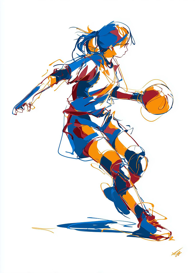 Abstract Handball Player Illustration