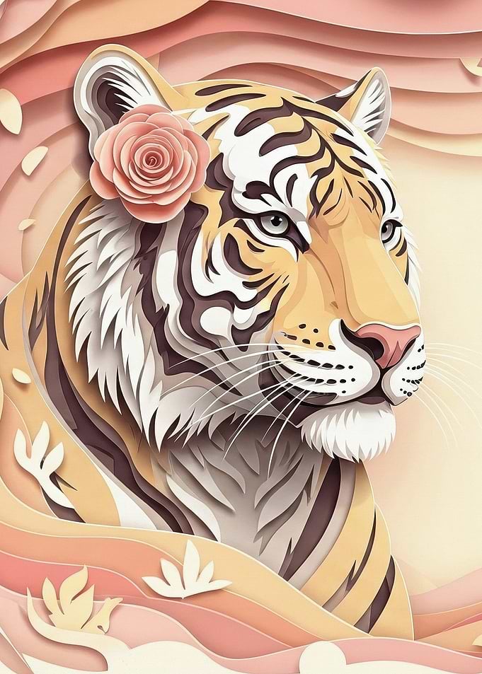 Elegant Tiger with Rose