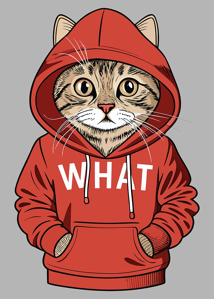 Cool Cat in Hoodie with WHAT