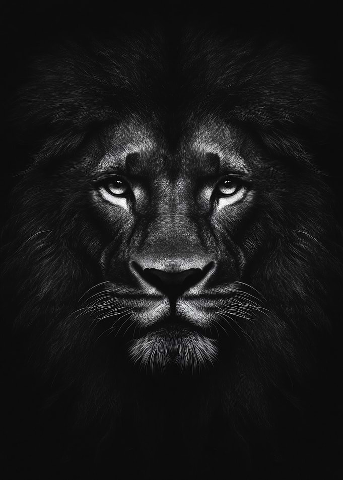 Monochrome Lion Portrait