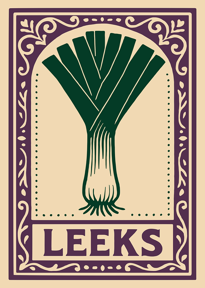 Leeks Illustration in Decorative Frame
