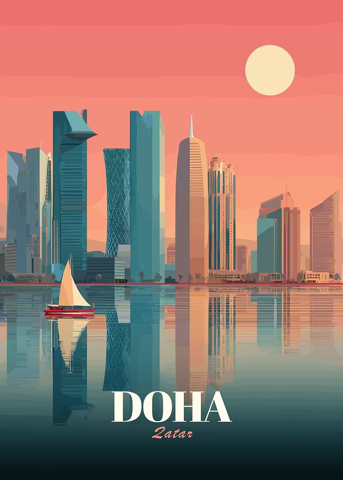 Doha Qatar Skyline Illustration