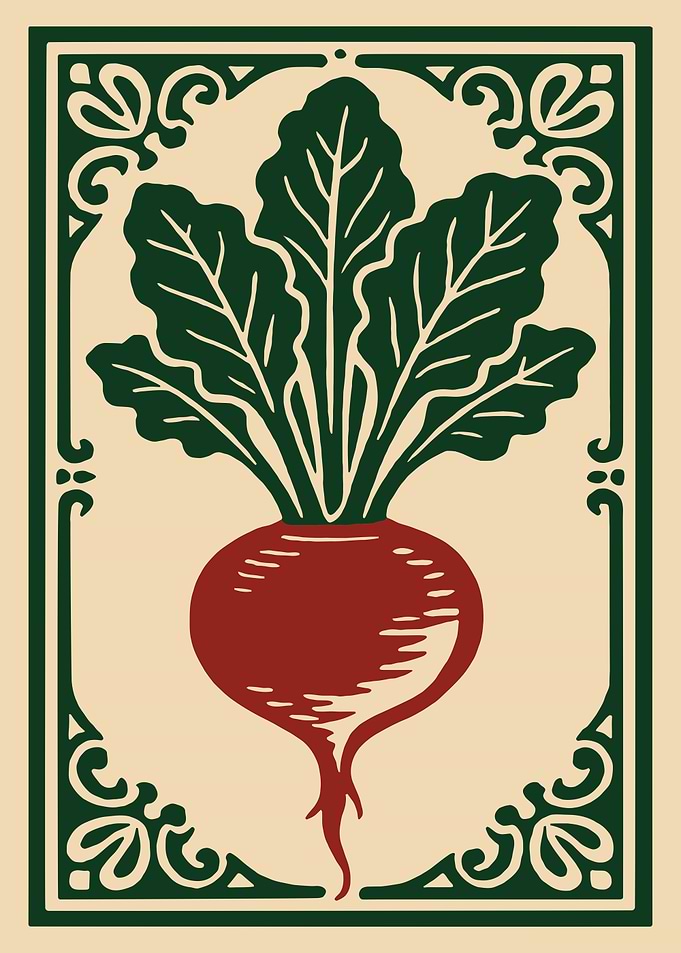 Beetroot Illustration with Decorative Frame