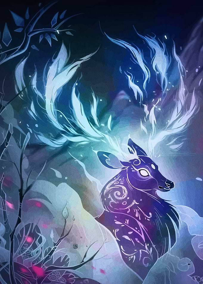 Mystical Deer in Enchanted Forest