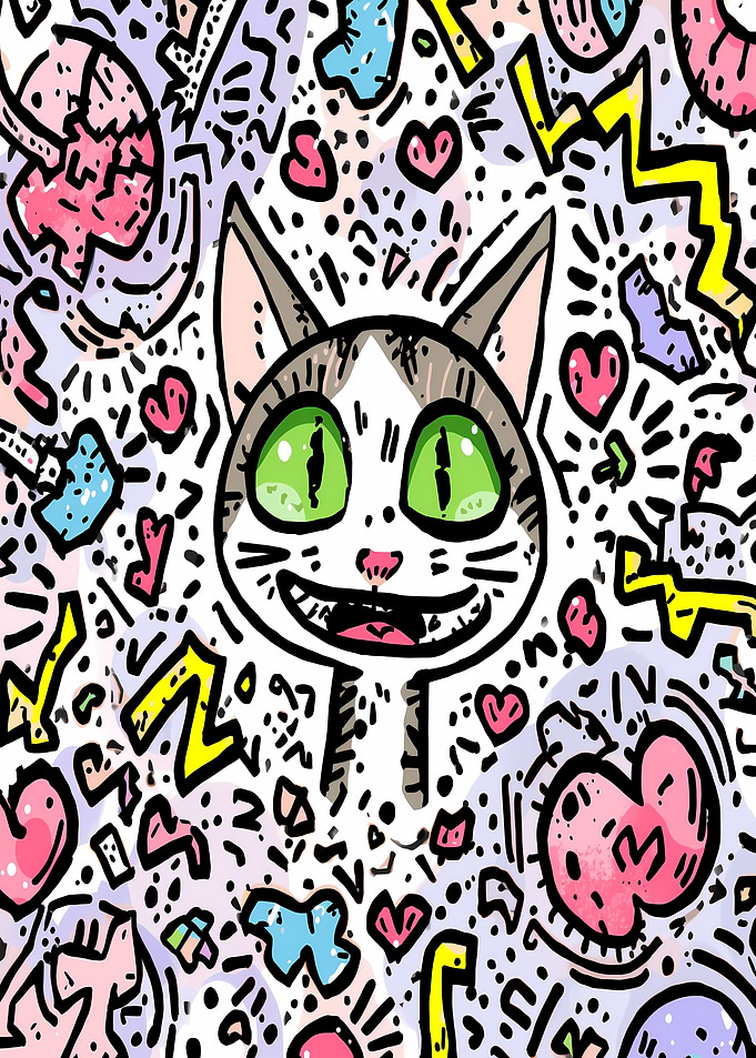 Cartoon Cat Doodle Art