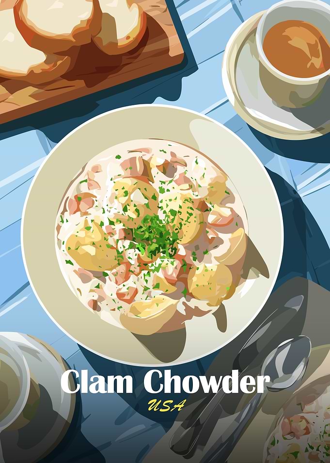 Clam Chowder USA Illustration