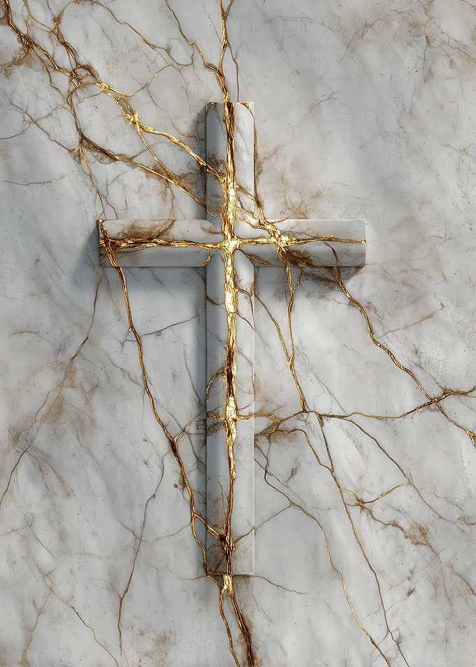 Marble Cross with Gold Veins