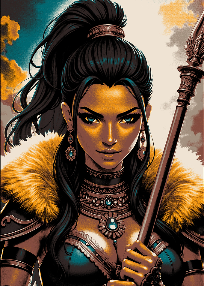 Pixel Art Warrior Woman Portrait