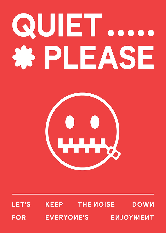 Quiet Please Sign with Zipped Mouth