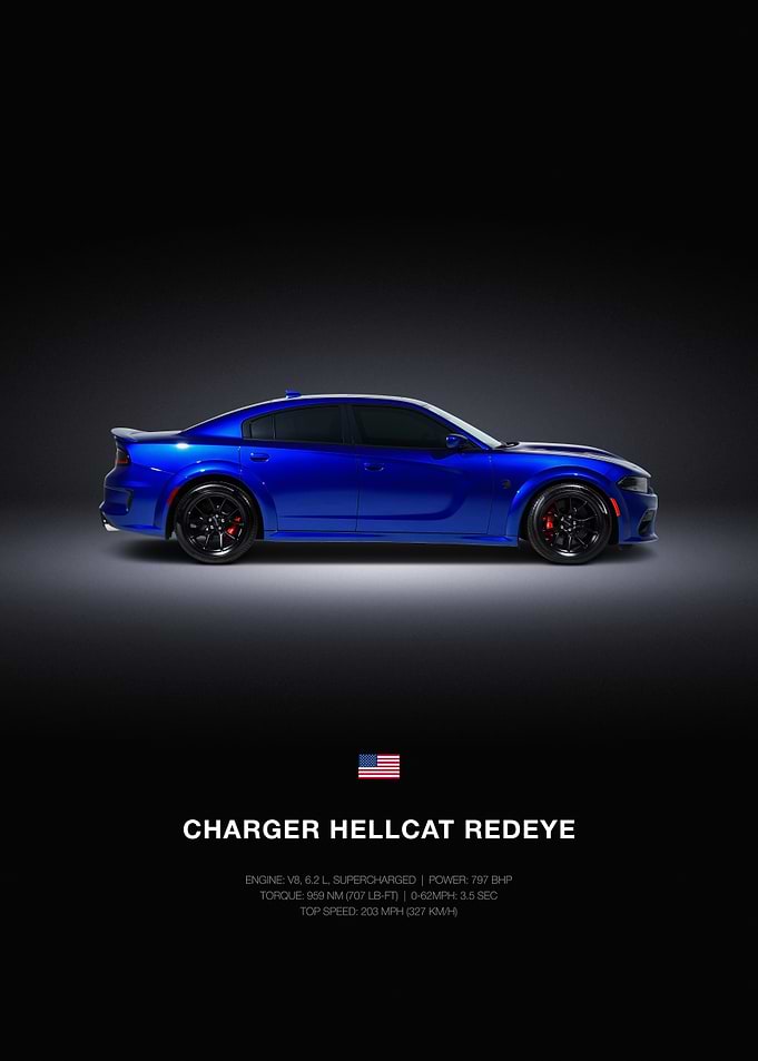 Blue Charger Hellcat Redeye Car Poster